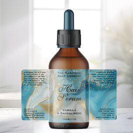 Etiqueta Blue Gold Glitter Cosmetics Dropper Bottle Label