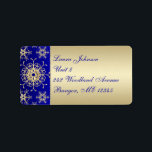 Etiqueta Blue, Gold Glitter Snowflakes Return Address Label<br><div class="desc">This festive and elegant navy and royal blue with gold glitter (PRINTED, not real) snow flakes return address label matches the wedding invitation shown below and it is designed to be used on the front of your rsvp envelopes if you are not purchasing the matching envelopes. ***PLEASE be careful if...</div>