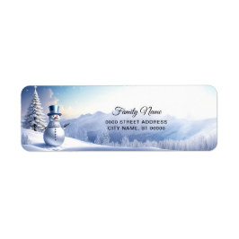 Etiqueta Blue Hat Snowman Christmas Tr Return Address Label