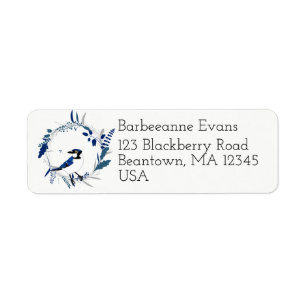 Etiqueta Blue Jay e Wreath Personalizam