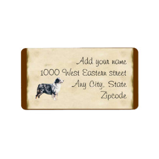 Etiqueta Blue Merle Aussie em Pergaminho