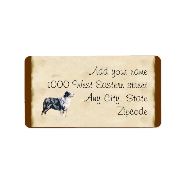 Etiqueta Blue Merle Aussie em Pergaminho (Frente)