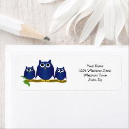 Etiqueta Blue Owls Design Return Address