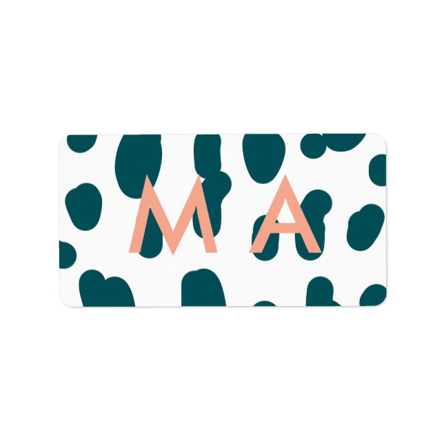 Etiqueta Blue polkadot orange pastel monogram man letter pa (Frente)