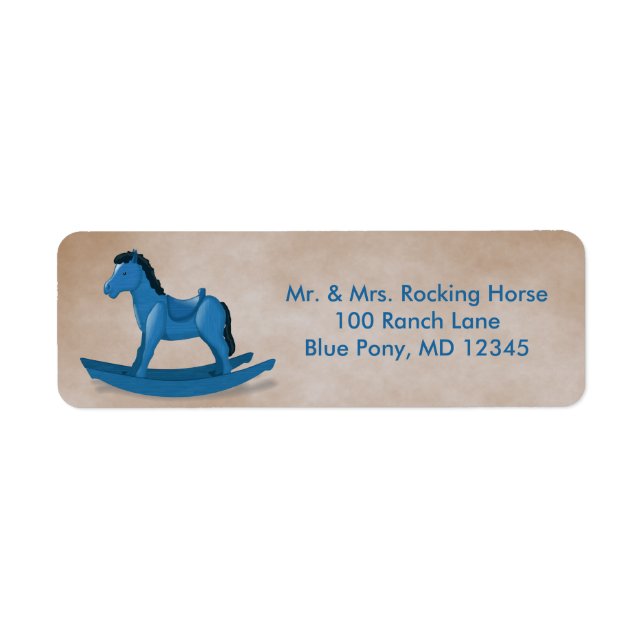 Etiqueta Blue Rocking Horse Boy Personalizado (Frente)