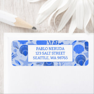 Etiqueta Blue Seashells Beach CUSTOM Address Mail