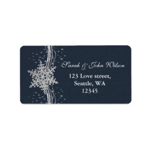 Etiqueta Blue Silver Snowflakes Winter address label
