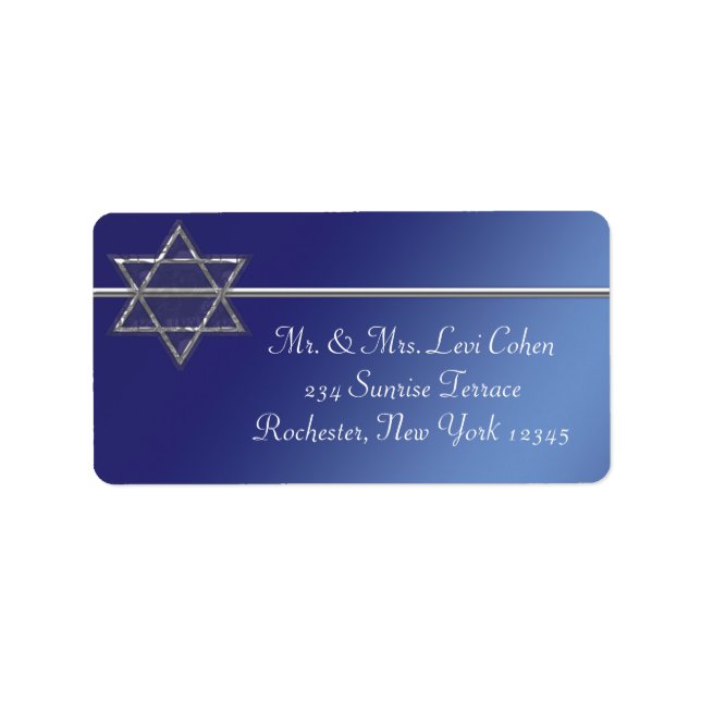 Etiqueta Blue Silver Star of David Address Labels (Frente)