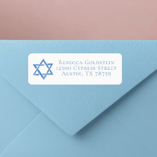 Etiqueta Blue Star of David Jewish Family Return Endereço