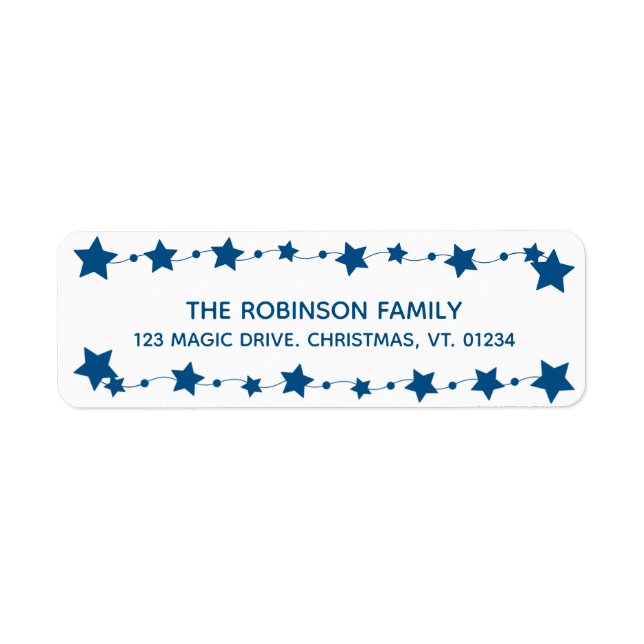 Etiqueta Blue Stars Moderno Simples Trendência Natal Bonito (Frente)