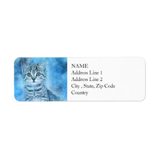 Etiqueta Blue Tabby Kitten | ABSTRATO | Watercolor