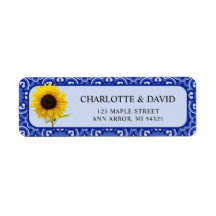 Blue Vintage Sunflower Address