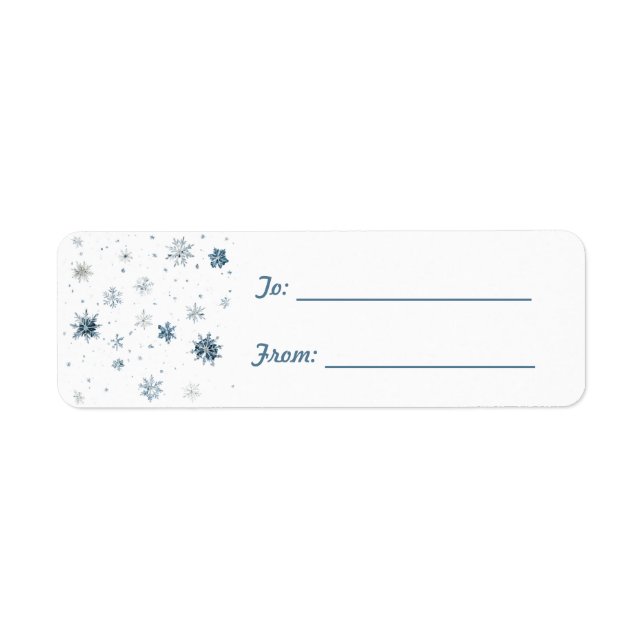 Etiqueta Blue White Snowflakes Christmas  (Frente)