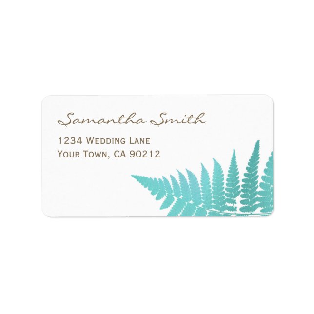 Etiqueta Blue Woodland Wedding Fern (Frente)