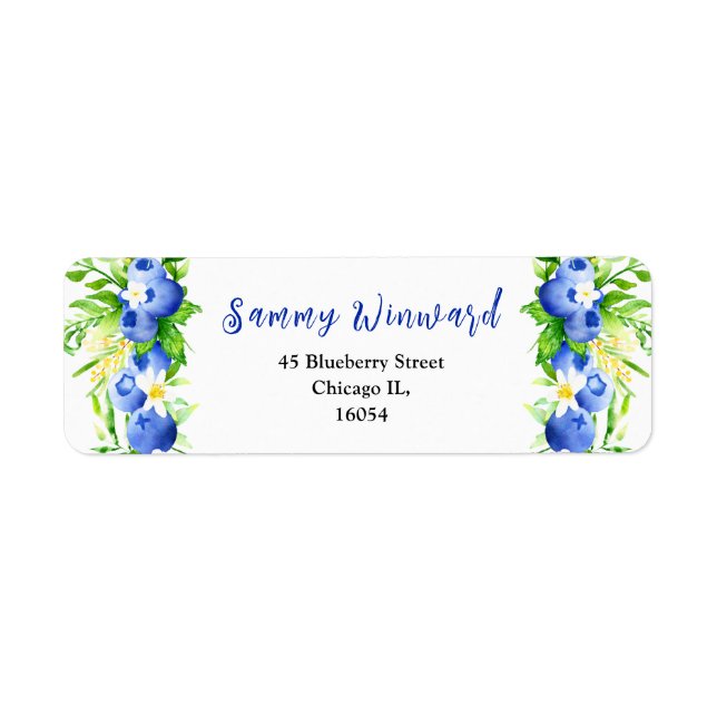 Etiqueta Blueberries and Foliage Baby Shower (Frente)