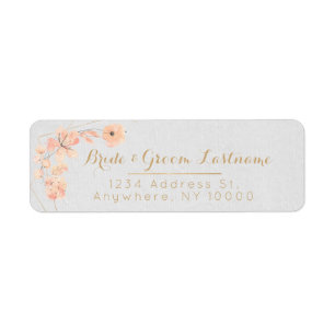 Etiqueta Blush & Blooms Watercolor Floral & Dourado Retorno