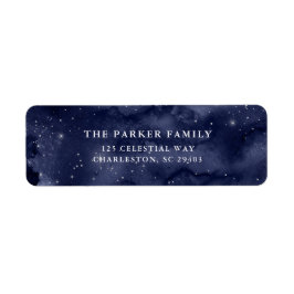 Etiqueta Boa Noite | Estrelas no Natal Azul Escuro