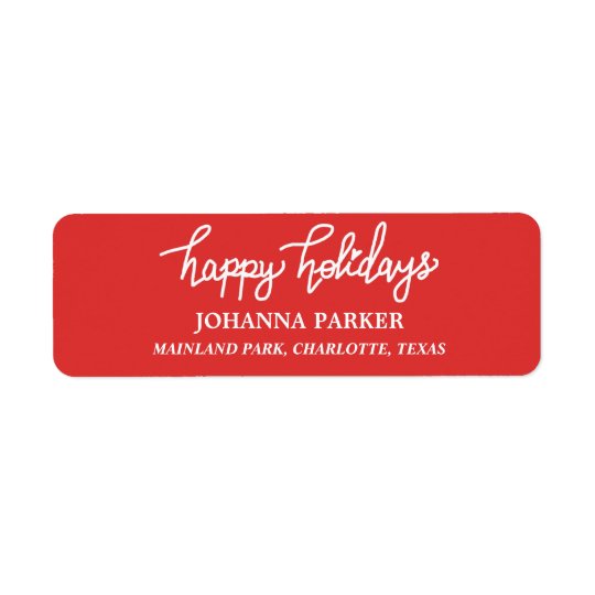 Etiqueta Boas festas vermelho escrito à mão branco da