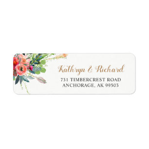 Etiqueta Bohemian Country Flowers Arrow Wedding Endereço