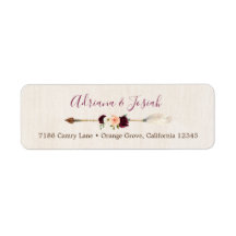 Boho Arrow Peach & Burgundy Rusic Endereço Floral