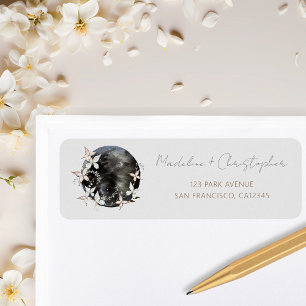 Etiqueta Boho Celestial Moon Floral Wedding Endereço de Ret