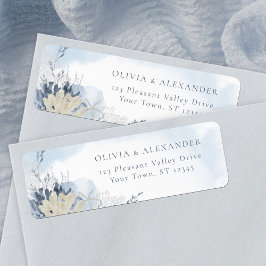 Etiqueta Boho Chic Beach Coral Blue Wedding Return Address