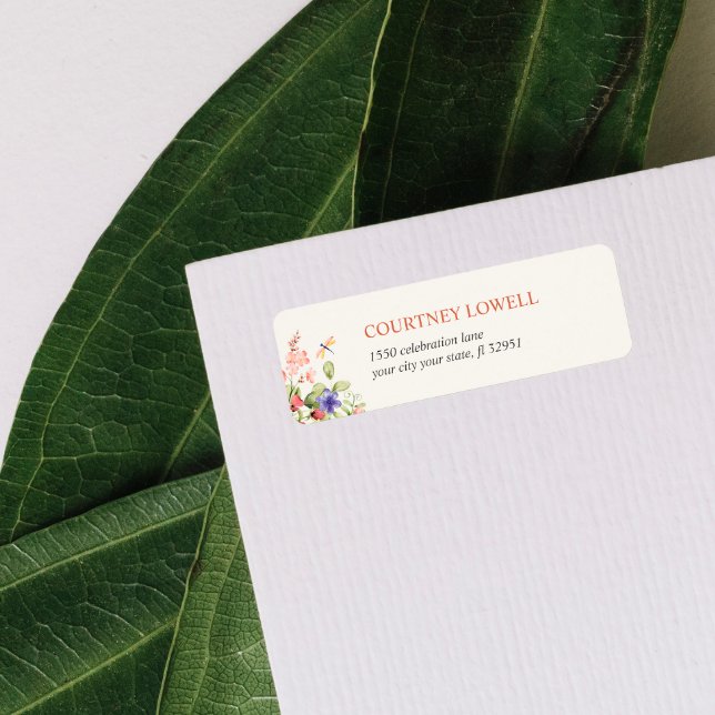 ETIQUETA BOHO CHIC FLOWER DRAGONFLY GARDEN (Criador carregado)