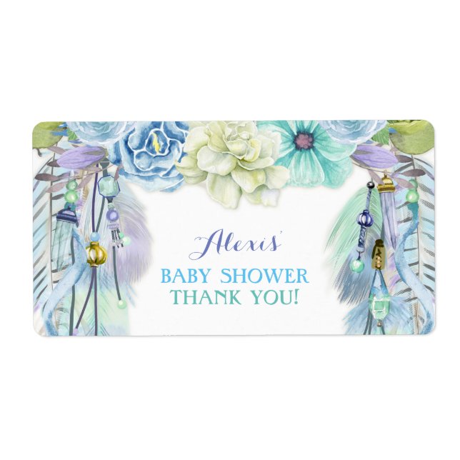 Etiqueta Boho Dream Catcher Water Bottle Gift Obrigado (Frente)