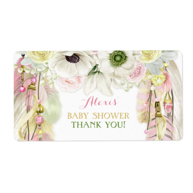 Etiqueta Boho Dream Catcher Water Bottle Gift Obrigado (Frente)