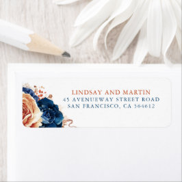 Etiqueta Boho Elegante Flores Azul Marinho Terraco