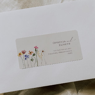 Etiqueta Boho Flor Silvestre Bege RSVP Endereço de Retorno