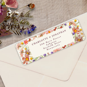 Etiqueta Boho Floral de Flores Silvestres Marfim Borgonha C