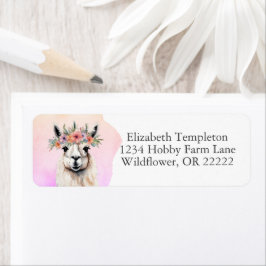 Etiqueta Boho Floral Llama Wildflores Endereço de Devolução
