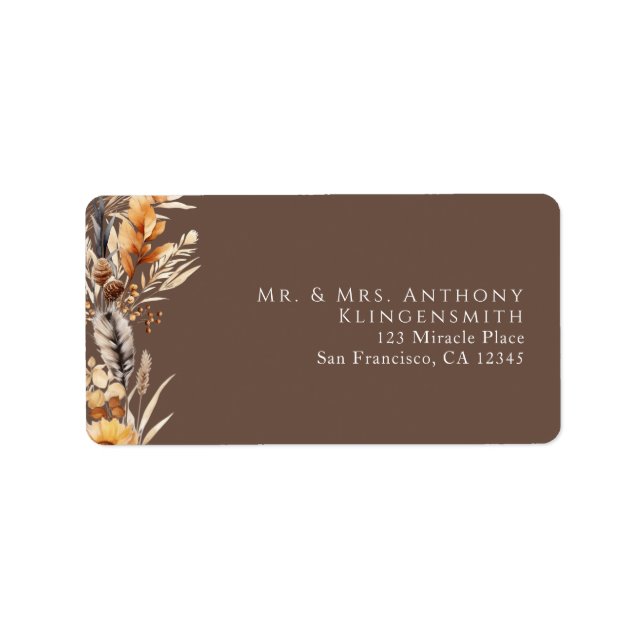 Etiqueta Boho Floral Minimal Brown (Frente)