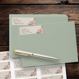 Etiqueta Boho Floral Neutral Beige Endereço de Retorno
