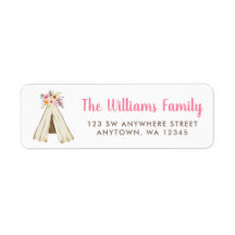 Boho Floral Tribal Teepee Return Address