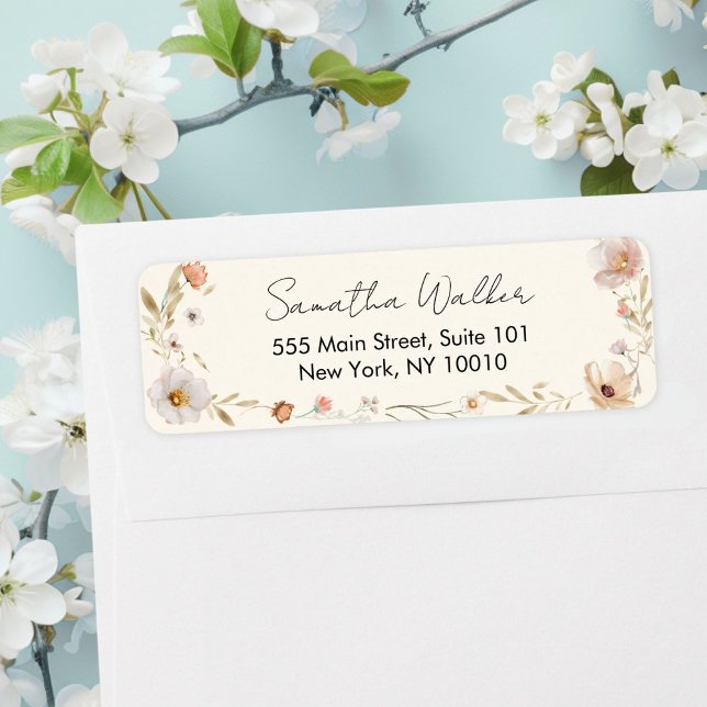 Etiqueta Boho Flower Baby Shower  (Boho Flower Baby Shower Custom Adress Label)