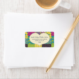 Etiqueta Boho Maximalist Patchwork Quilt Heart Address