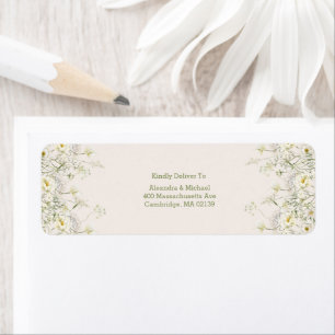 Etiqueta Boho Neutral White Watercolor Casamento de Flores