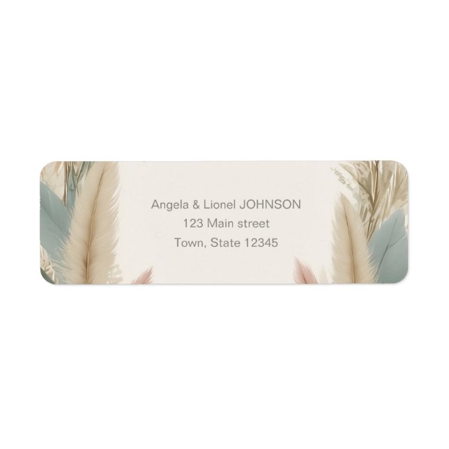 Etiqueta Boho Pampas Grass Terracotta Casamento (Frente)