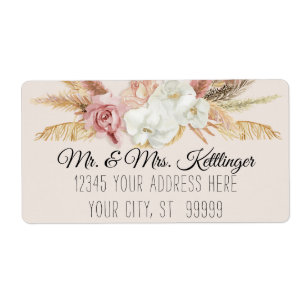 Etiqueta Boho Pampas Palm Neutro Blush Verde Floral