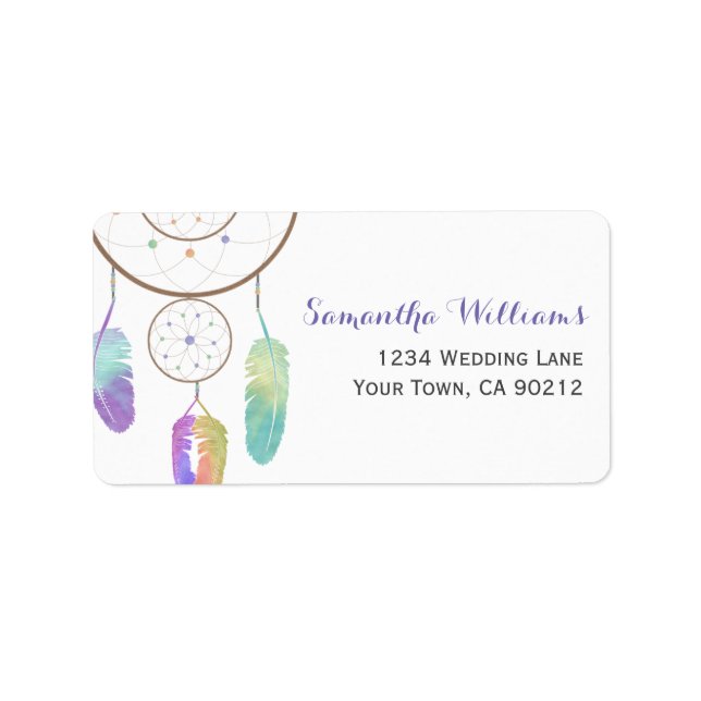 Etiqueta Boho Rainbow Dreamcatcher (Frente)