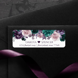 Etiqueta Boho Temperamental Floral de Casamento Roxo Beri