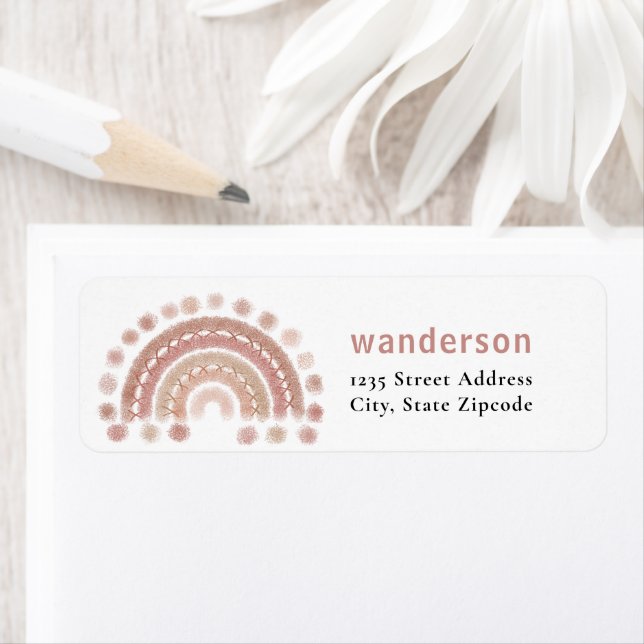 Etiqueta boho terracotta arco-íris aconchegante (Insitu)