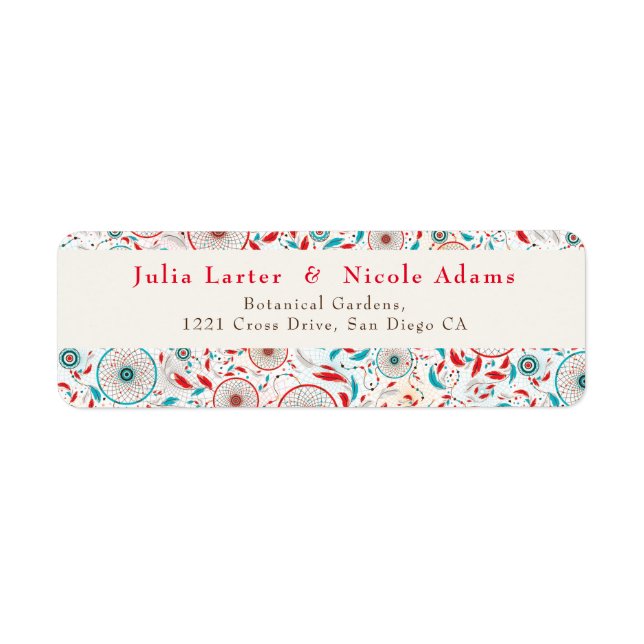 Etiqueta Boho Tribal Feather Dreamcatcher Weding (Frente)