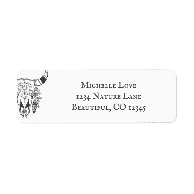 Etiqueta Boho Tribal Skull Bohemian Endereço (Frente)