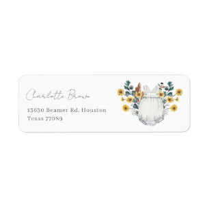 Etiqueta Boho Watercolor Baby Clothes Floral Return Address