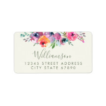 Boho Watercolor Flowers Modern Elegant Address