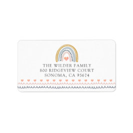 Etiqueta Boho Watercolor Rainbow Hearts Chá de fraldas Retu