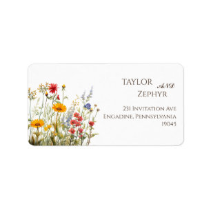 Etiqueta Boho Wildflower Beige Wede RSVP Endereço de devolu